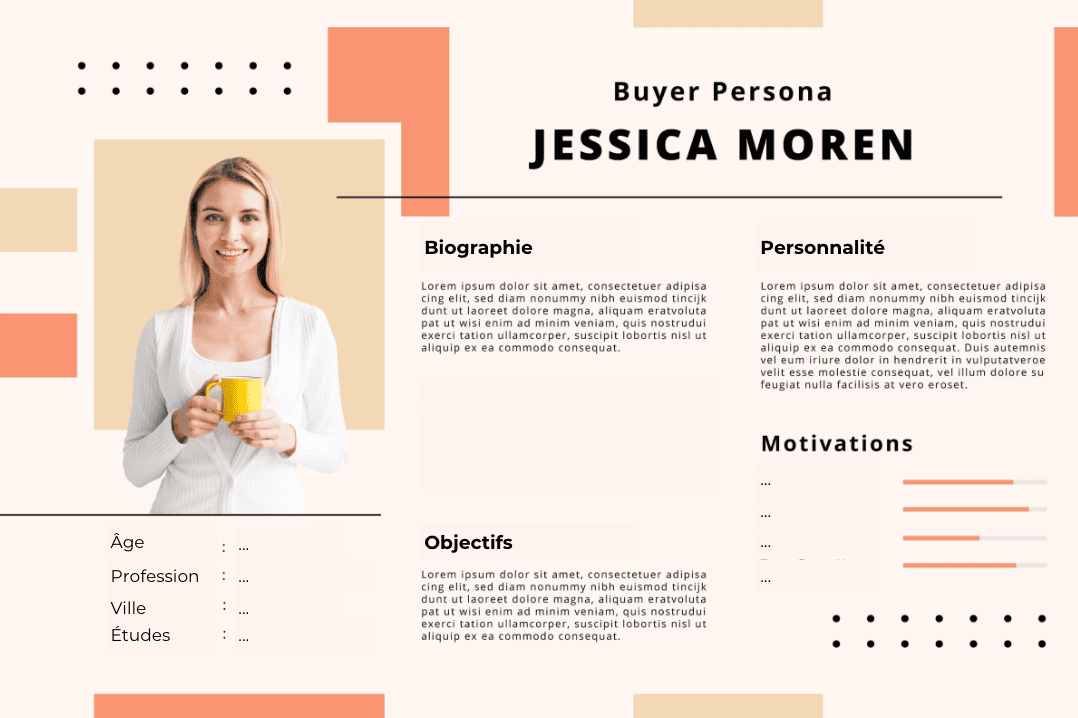 Exemple visuel d’un persona marketing, représentant le profil type d’un client idéal pour cibler des prospects qualifiés.