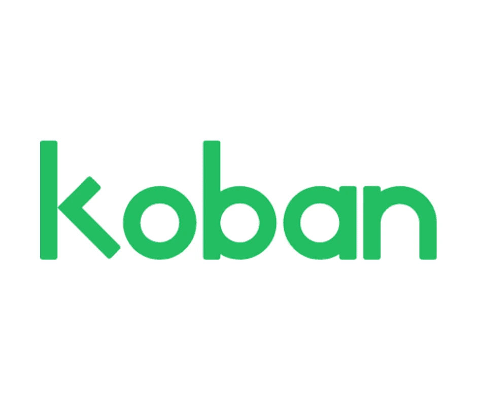 Le logo du logiciel Koban, écrit en minuscules de couleur verte, représentant la solution de CRM et de gestion commerciale.