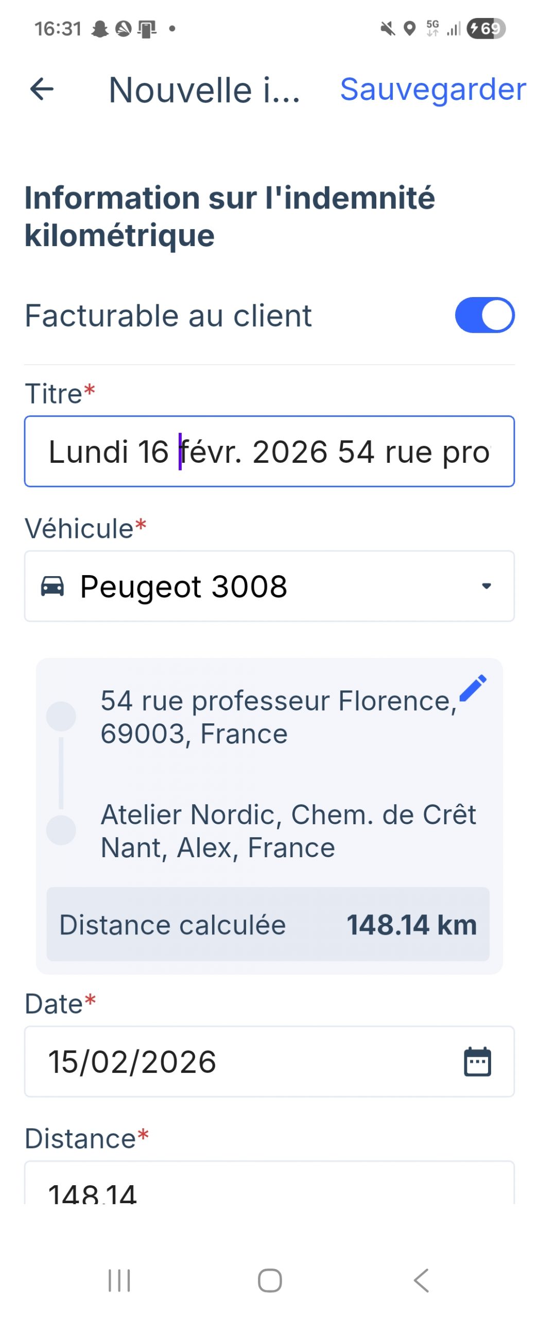 application-mobile-notes-de-frais-ik-2 Capture d’écran d’une application mobile de gestion des notes de frais kilométriques